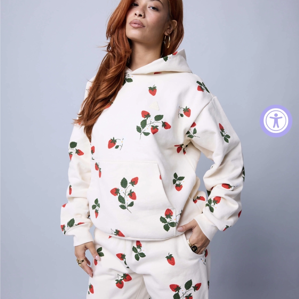 Melody Ehsani Cream Hoodie with Strawberries